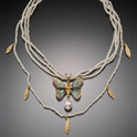 Blue Morpho Necklace with pearls